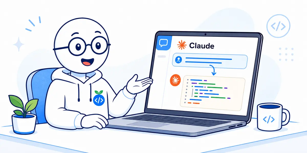 Sam vibe coding with Claude by entering a natural-language prompt and reviewing the generated code.